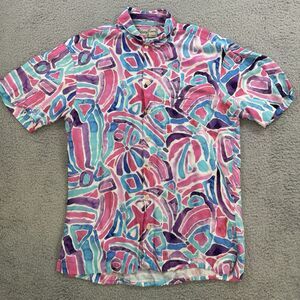 Kenny Flowers Shirt Mens M Island Classics Short Sleeve Hawaiian Christmas Rayon